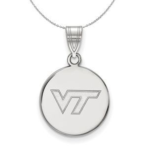 Sterling Silver Virginia Tech Medium Disc Necklace - 20 In
